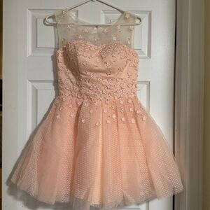 Coral Pink Formal Mini Gown